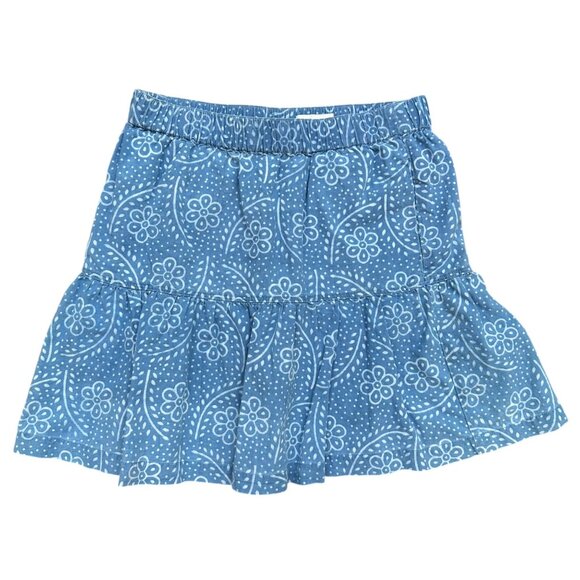 Madewell Pull-On Ruffled Mini Skirt in Indigo Floral Preppy Boho Cottage Size SM - Picture 3 of 7